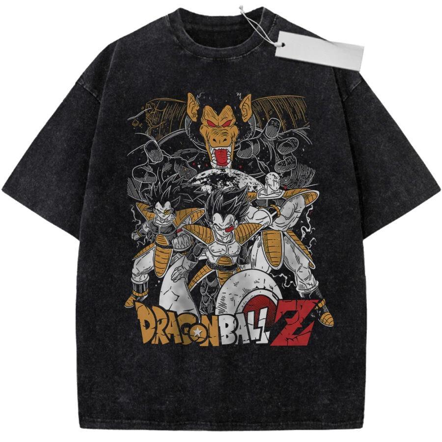Unisex Black Washed Vintage T Shirt Dragon Ball Z Frieza and Goku Black High Quality Fabric for Fitness Casual Shopping
