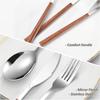 16/24/30Pcs Stainless Steel Imitation Wooden Handle Cutlery Set Silver Dinnerware Knife Spoon Fork Tableware Set
