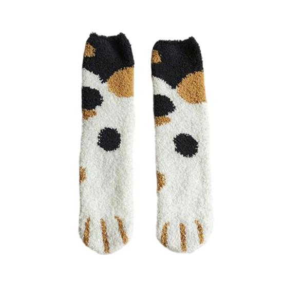Cat Paw Floor Socks Cute Warm Winter Fuzzy Socks Thickened Stretchy Fluffy Slipper Socks for Home Bedroom Indoor Wear Sleeping