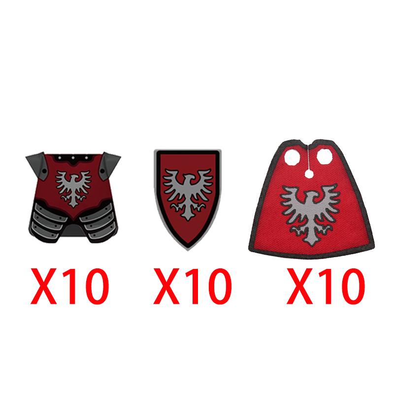 Medieval Castle Green Dragon Knight Building Blocks Figure Accessory Shield Vest Warhorse Cape Orc Flag Mount Wolf Toy Gift D123