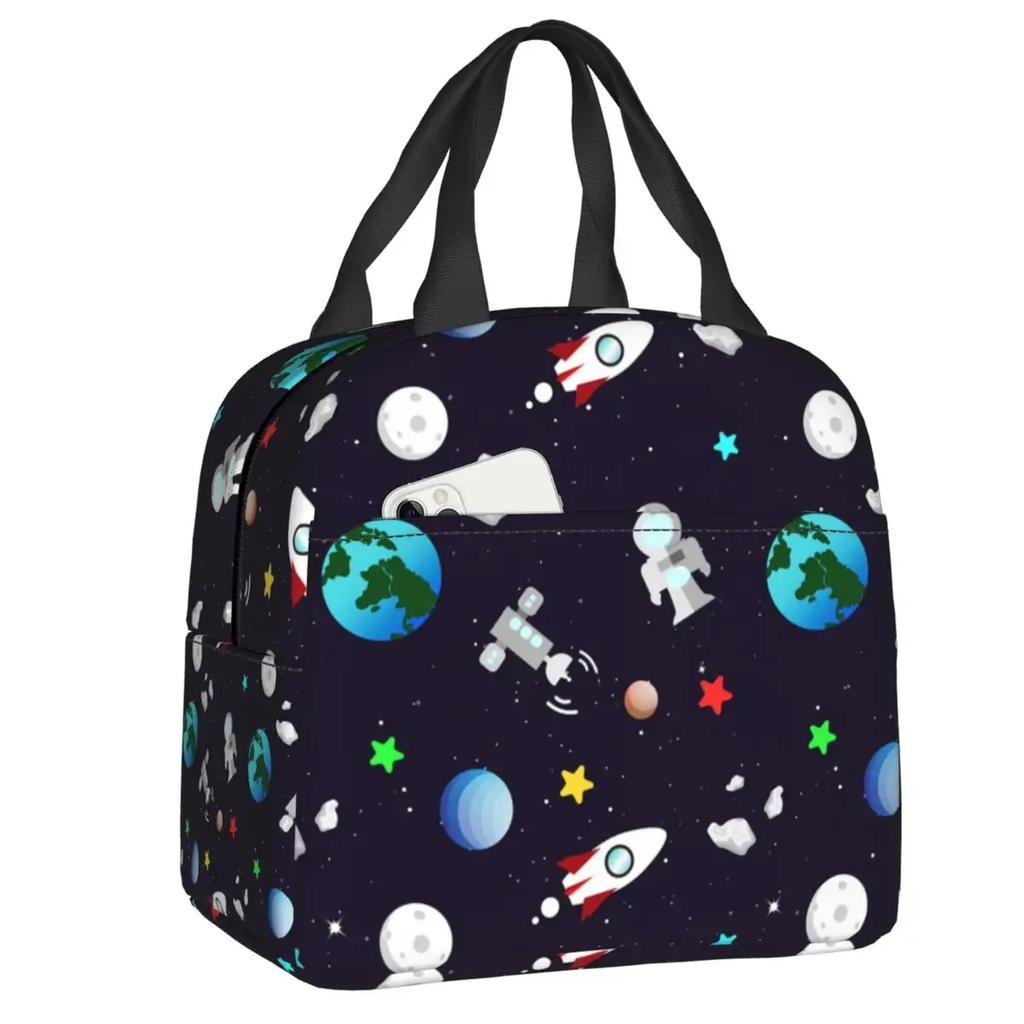 Космос Вселенная Солнце Планета Сумка для ланча Охладитель Теплая Изолированная Астронавт Космонавт Ланчбокс для Женщин Детей Школа Пикник Сумки для еды