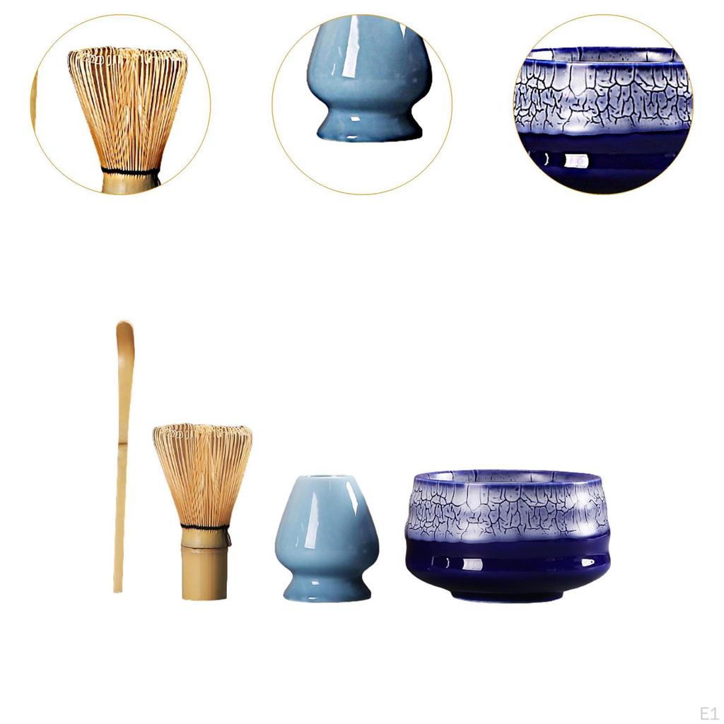 Набор из 4 венчиков для чая матча, полный набор керамических инструментов для заваривания чая в чаше,