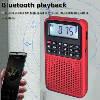 Мини Карманный FM-радиоприемник Высокочувствительный Портативный Bluetooth-динамик Диктофон со светодиодной подсветкой Поддержка TF-карты Наушников