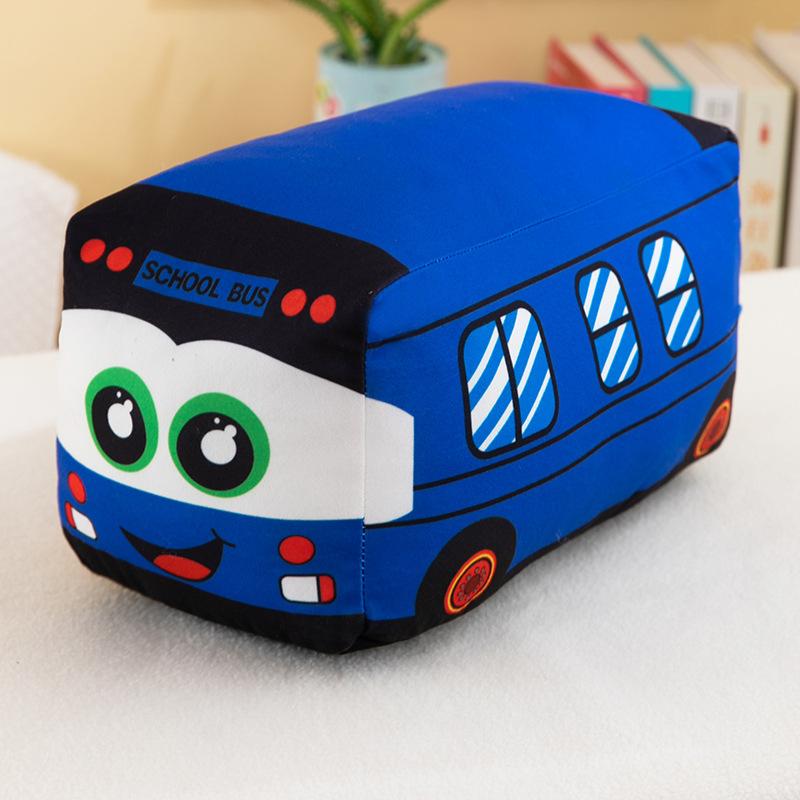 Cartoon Print Car Bus Pillow Plush Toy Children'S Doll Birthday Gift Boy Rag Doll