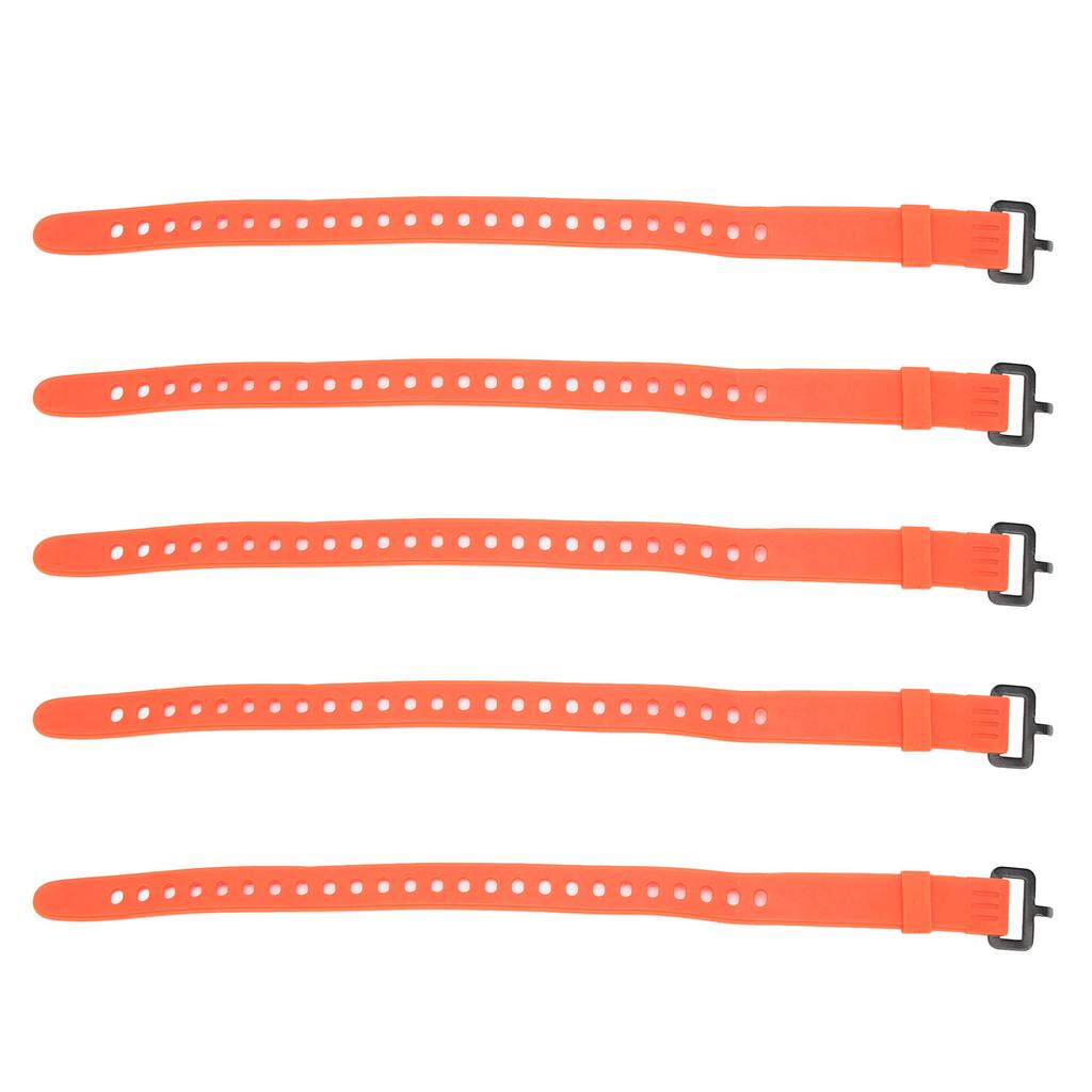 5Pcs Reusable Cable Tie Rubber Cable Strap Fastener Wire Organizer Iron Buckle Orange