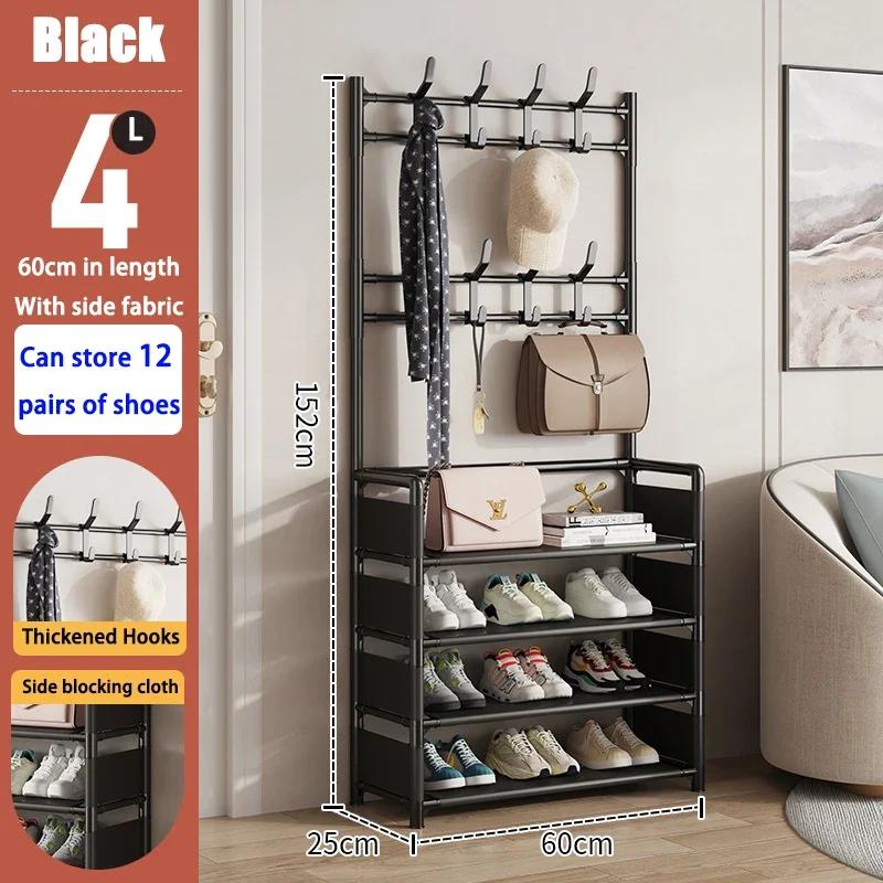 Shoe and Hat Rack Multi Functional Living Room Organizer Storage Shoes Cabinet Multi-Layer Floor-Standing Clothes Hanger Shelf
