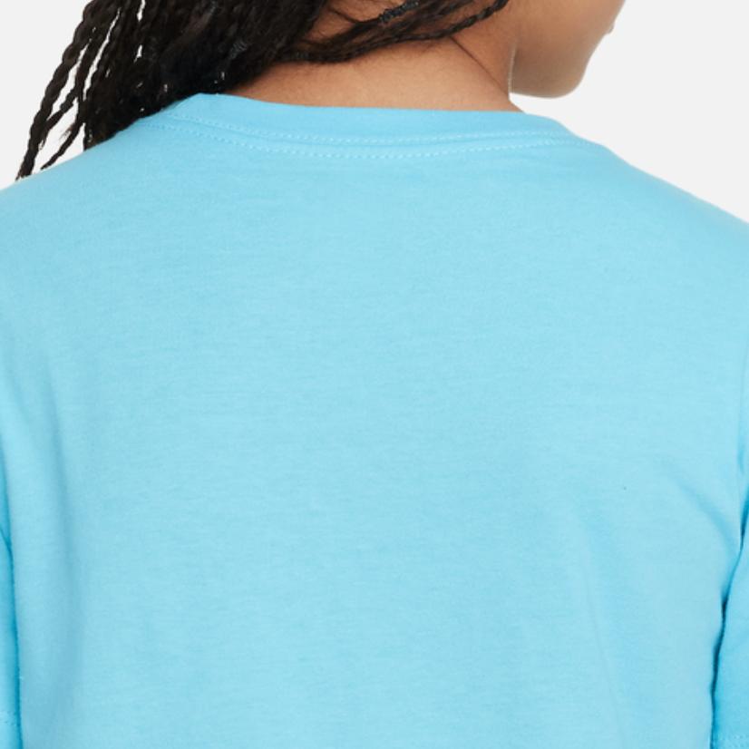 Nike Футболка детская повседневная с круглым вырезом и коротким рукавом с принтом логотипа, балтийско-синяя FD0844-416