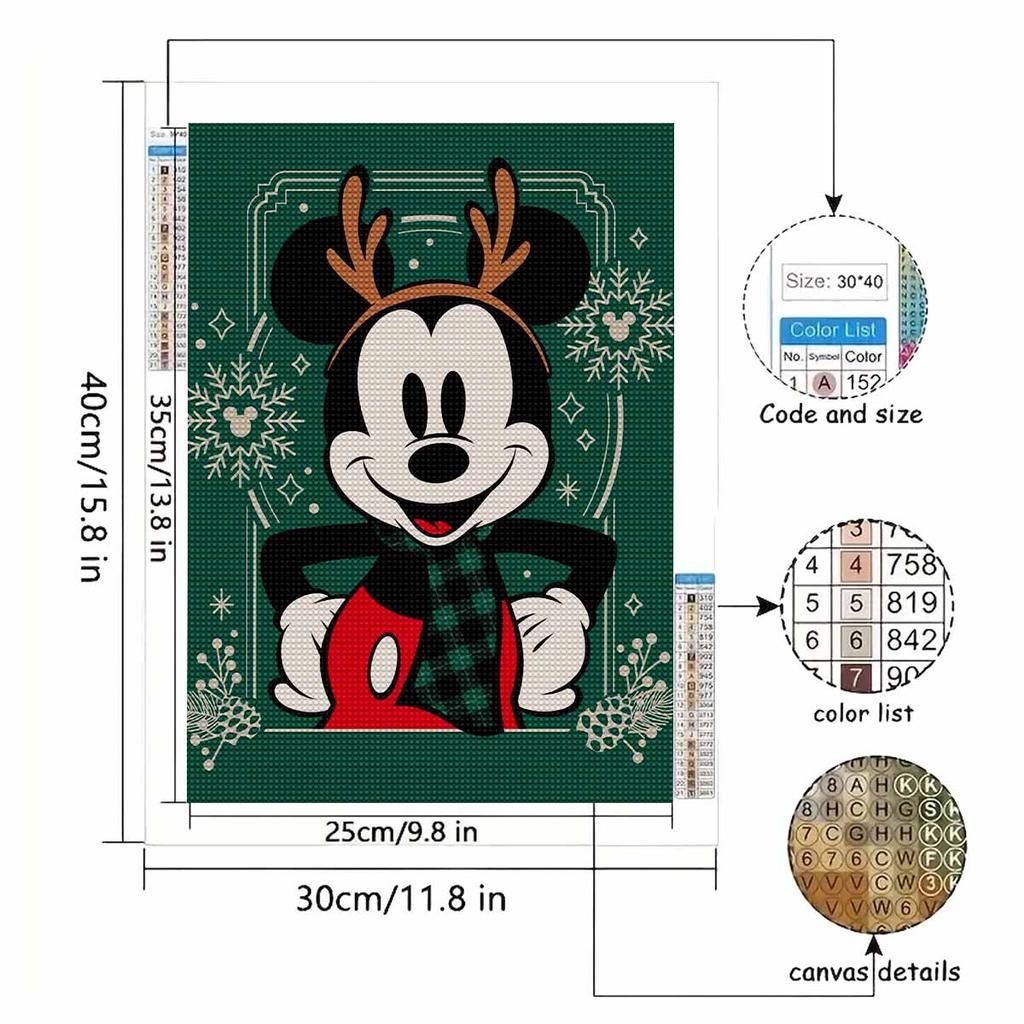DIY Diamond Painting Deer Antler Mickey Cross Stitch Kit Mosaic Art Diamond Painting Full Circle Diamond Home Decoration