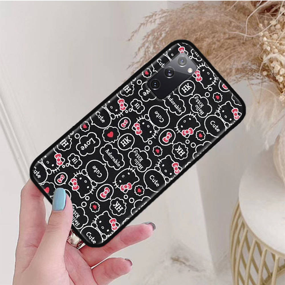 Черный чехол для OPPO Reno 8 6 5 4 Pro Plus Find X3 A17 A3 A31 A38 A40 A53 A54 A55 A74 A76 A78 A77 A80 A94 A95 A96 Lite L-19 Hello Kitty