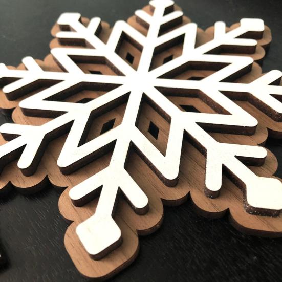 Snowflake Christmas Ornament Double-Layer 3D Design Hexagonal Shape Statue