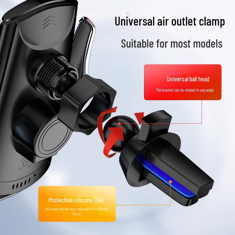 Беспроводное автомобильное зарядное устройство и держатель для телефона Q3, быстрая зарядка 15 Вт с автоматической индукцией и подставкой для навигации.