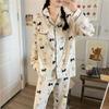 Print Cartoon Cute Women's Pajamas Set Lapel Neck Button Design Sweet Casual Sleepwear Autumn New Pajamas Set