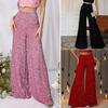 Women Pants Elastic High Waisted Wide Leg Trousers Sparkling Design Sequin Casual Pants Parties Vacation