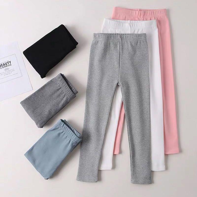 «Тонкие хлопковые леггинсы для девочек на весну и осень — белые, черные или серые»