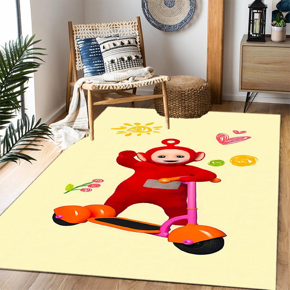 Teletubbies Scooter Adventure Themed Anti-Slip Rugs - Polyester Home Decor, Suitable for Bedrooms, Living Rooms, Doorways, Studios, and Decorations