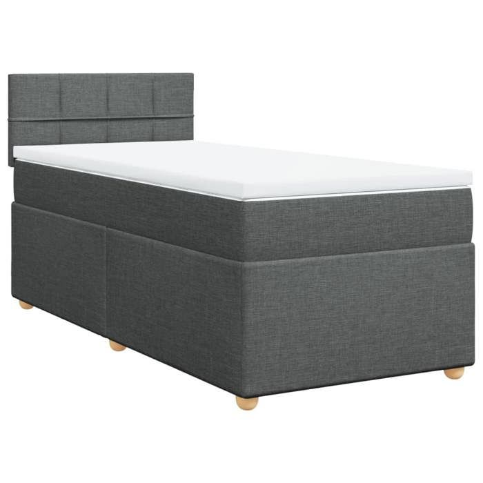Maison Exclusive - Sommier à lattes de lit avec matelas Gris foncé 100x200cm Tissu