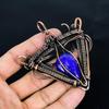 Blue Sapphire Pendant Handmade Gemstone Jewelry, 999 Copper Wire Wrapped Pendant ,Unique Design Jewelry Pendant