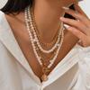 Многослойное французское элегантное ожерелье из бисера в стиле бохо, золотого цвета, металлическая мода, имитация жемчуга, ключичная цепочка на ожерелье