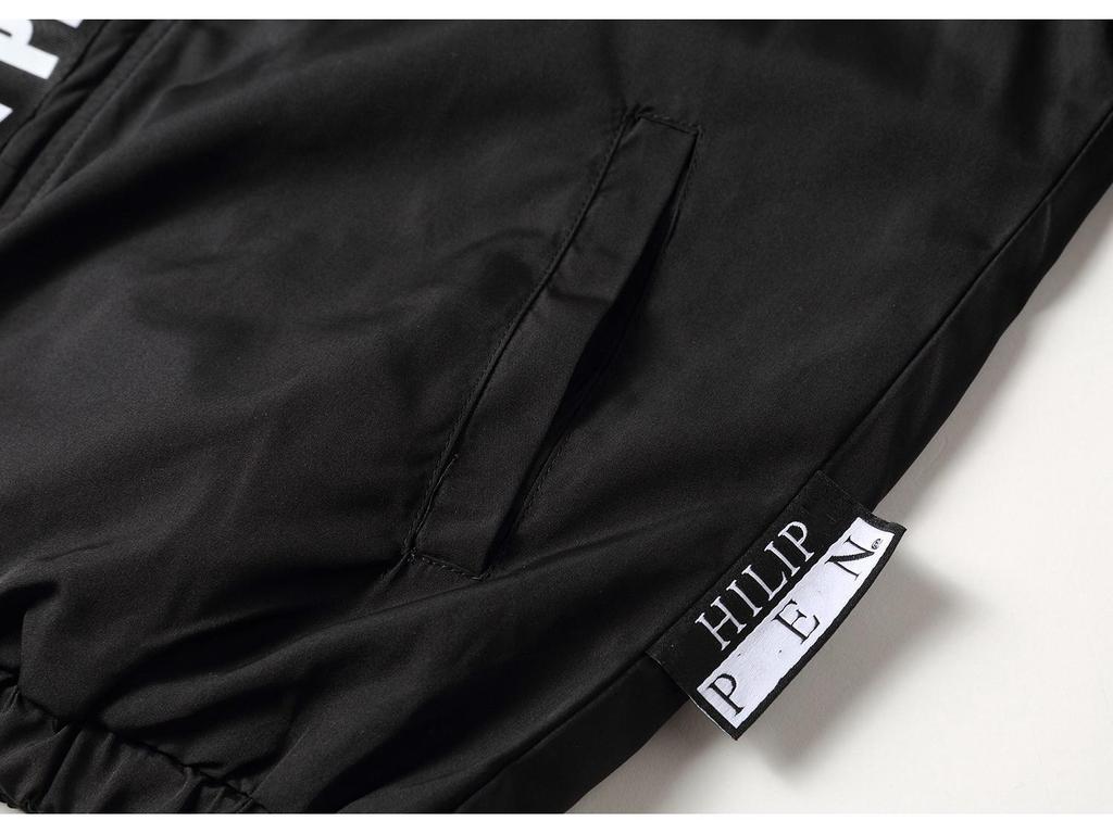 Мужская черная ветровка с капюшоном Philipp Plein - Коллекция Осень/Зима