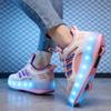 Kids' Flash Shoes Boys' Light Shoes Girls' Sport Roller Skates Retractable Shoes Wheel Shoes Invisible Two-wheel Blast Shoes