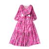 Retro Spring and Summer Lantern Sleeve Princess Floral Dress