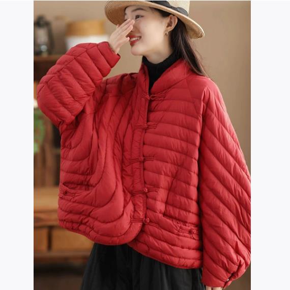 Осень и Зима Женская Ультралегкая Куртка из Белого Утиного Пуха Оверсайз Свободного Покроя Повседневная Короткая Куртка Пуховик Винтажные Женские Парки