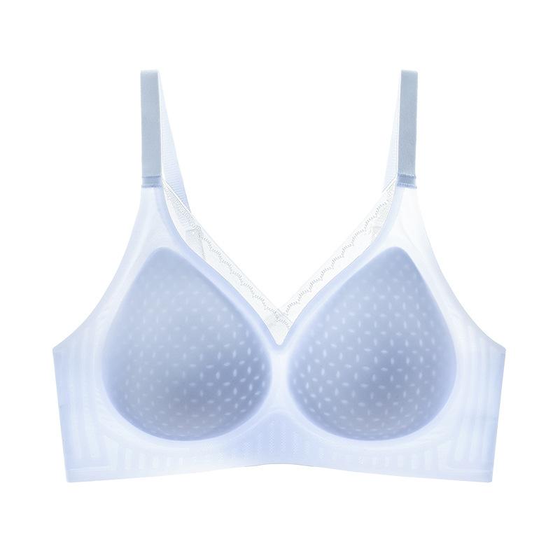 Langsha seamless underwear women's small breasts gather ice silk cool hole cup summer bra thin shoulder straps no steel ring bra