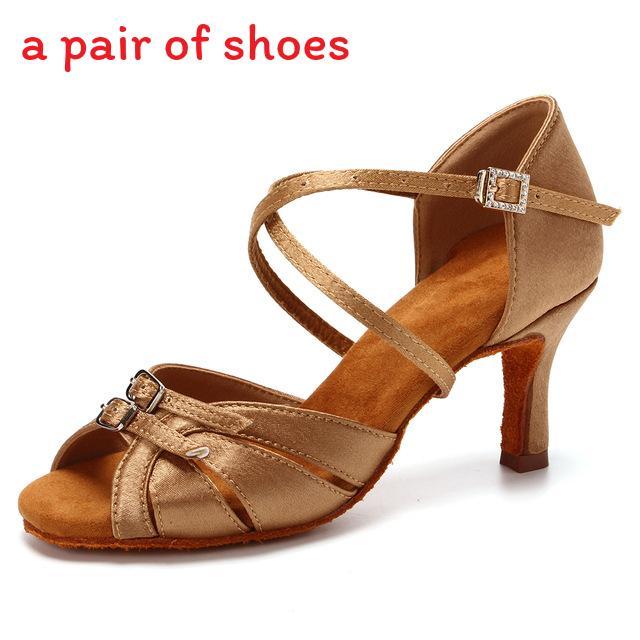 Latin Dance Shoes For Women 7.5cm High Heel Satin Performance Footwear