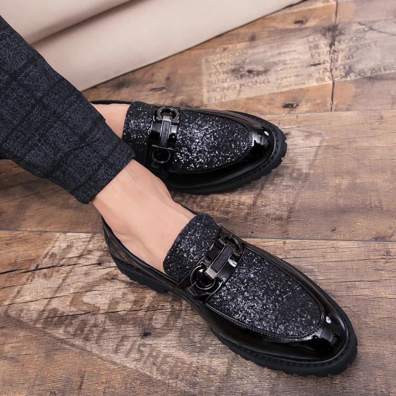 Мода 2019 года, классическая мужская обувь золотого и серебряного цвета, простая дизайнерская мужская повседневная обувь для отдыха на природе, без застежек, для вечеринок и клуба, мужская обувь a4