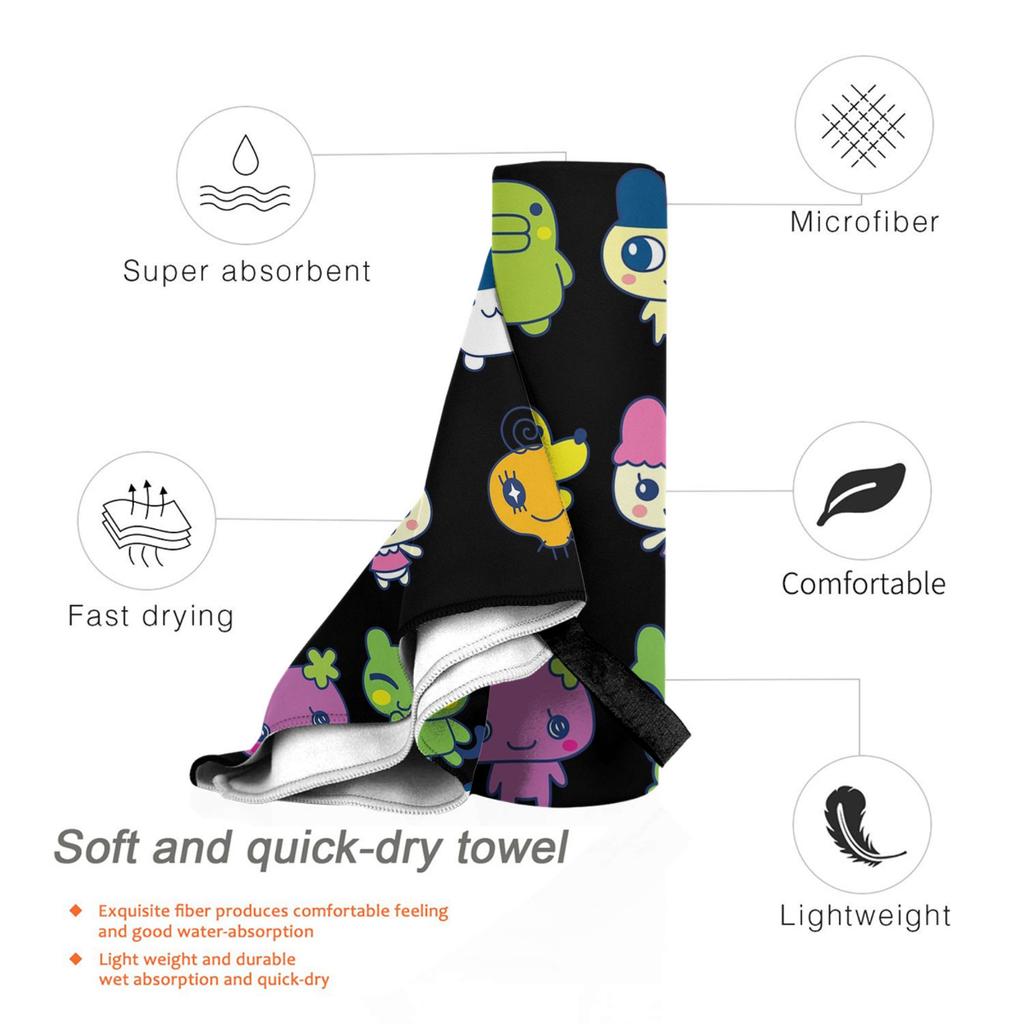 Tamagotchi Set Large Beach Towel Soft Microfiber Quick Dry Absorbent Quick Towels For Bath