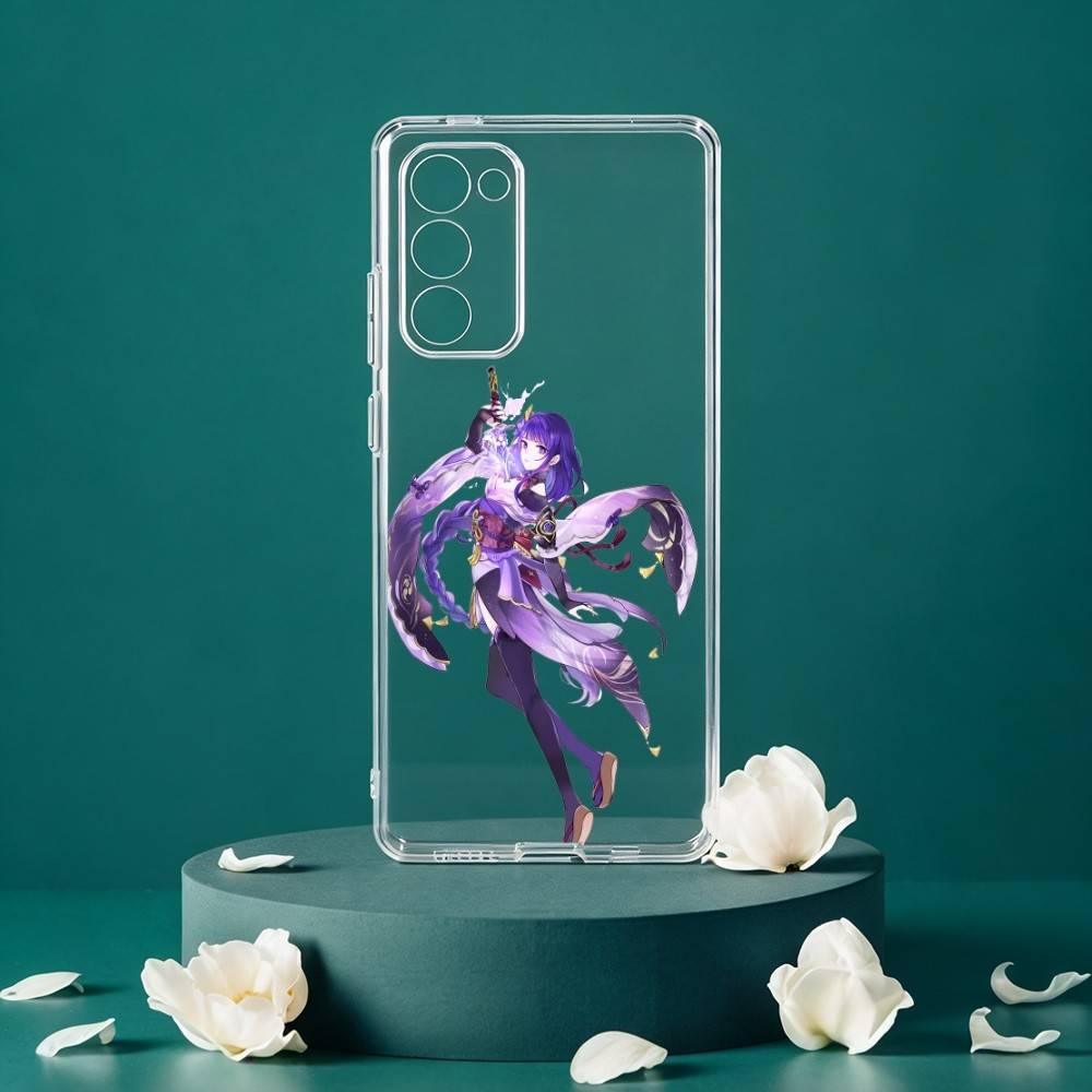 R-Raiden Shogun Genshin Чехол для телефона Samsung Galaxy S24 S25 S23 S22 S21 Plus S24 S25 Прозрачный чехол