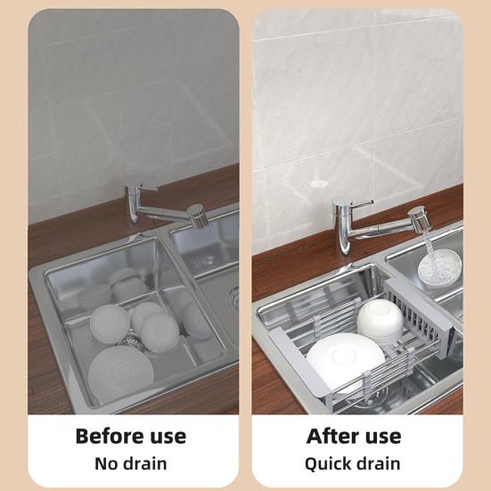 Телескопическая сушилка для раковины Yousheng, компактная сушилка для посуды из нержавеющей стали, выдвижной многофункциональный органайзер для кухонной раковины
