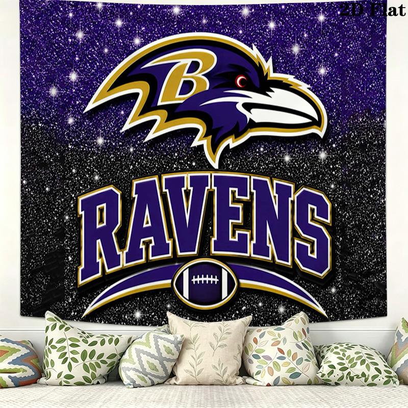 Baltimore Ravens Logo Wall Tapestry Aesthetic Wall Hanging Printed Fabric Blanket Decorative Tapestries for Bedroom Living Room Home Decor
