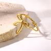 Stainless Steel Bow Rings For Women Men Gold Color Open Adjustable Bowknot Ring Femme Cpuple Charming Elegant Jewelry
