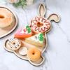 Easter Bunny Tray Wood Food Plate Fruit Serving Bread Display Wooden Spring Decor Kids Child Cake Decorations Easter Supplies
