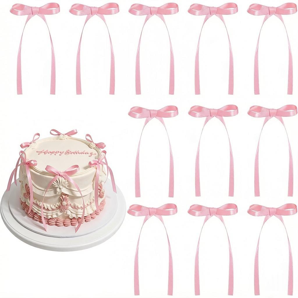 30-Piece Cross-Border Handmade Fabric Ribbon Bow, Cake Decoration, Baking Goddess Valentine's Day Birthday Flower Arrangement