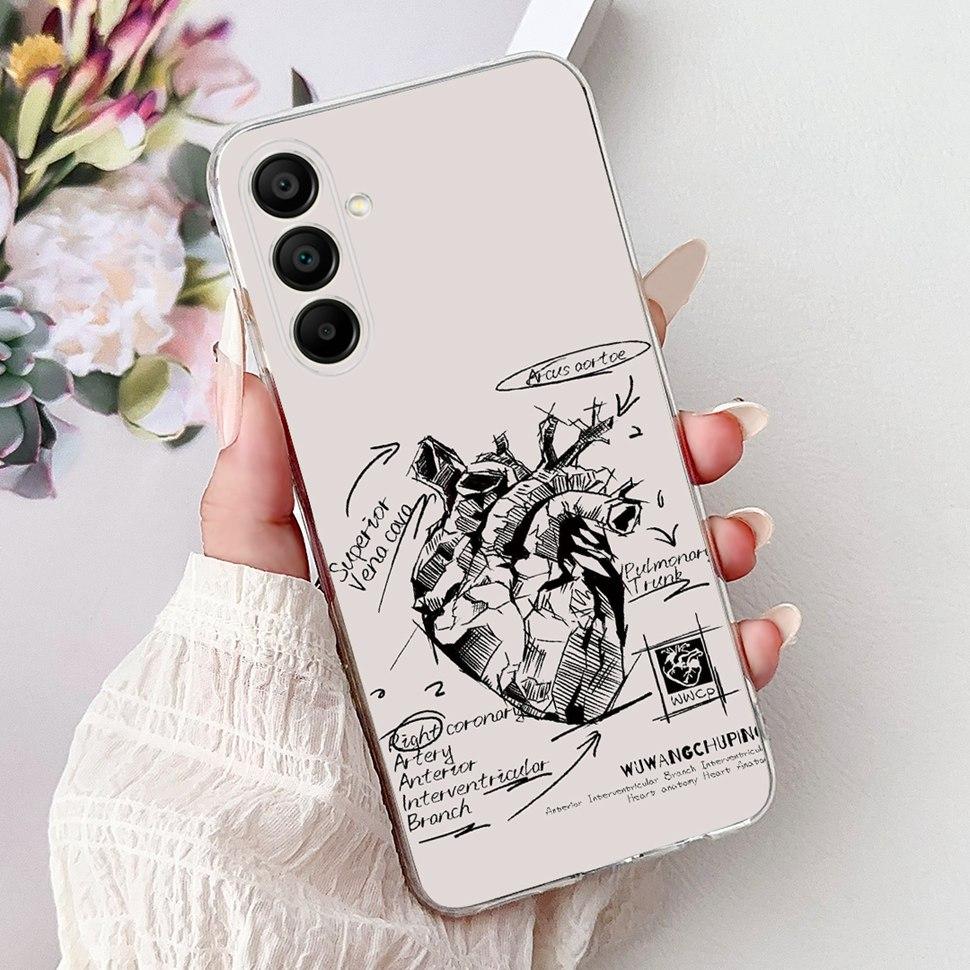 Phone Cases For Samsung Galaxy A15 Case Love Cat Soft TPU Back Cover For Samsung A15 GalaxyA15 Case Shockproof Funda