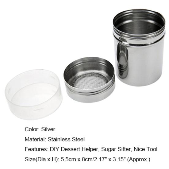 Stainless Steel Chocolate Shaker Flour Powder Icing Sugar Coffee Sifter + Lid
