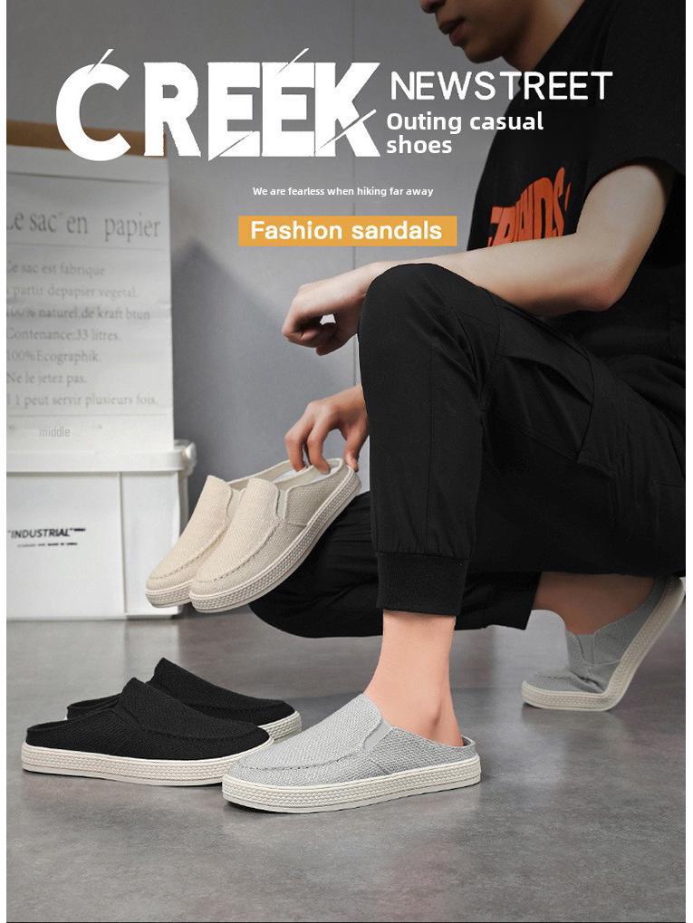 Мужские повседневные летние туфли из парусины без застежек