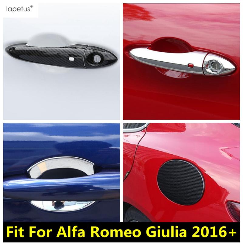 Chrome Carbon Fiber Accessories For Alfa Romeo Giulia 2016 - Door Handle Bowl Frame Fuel Oil Tank Cap Decoration Cover Trim