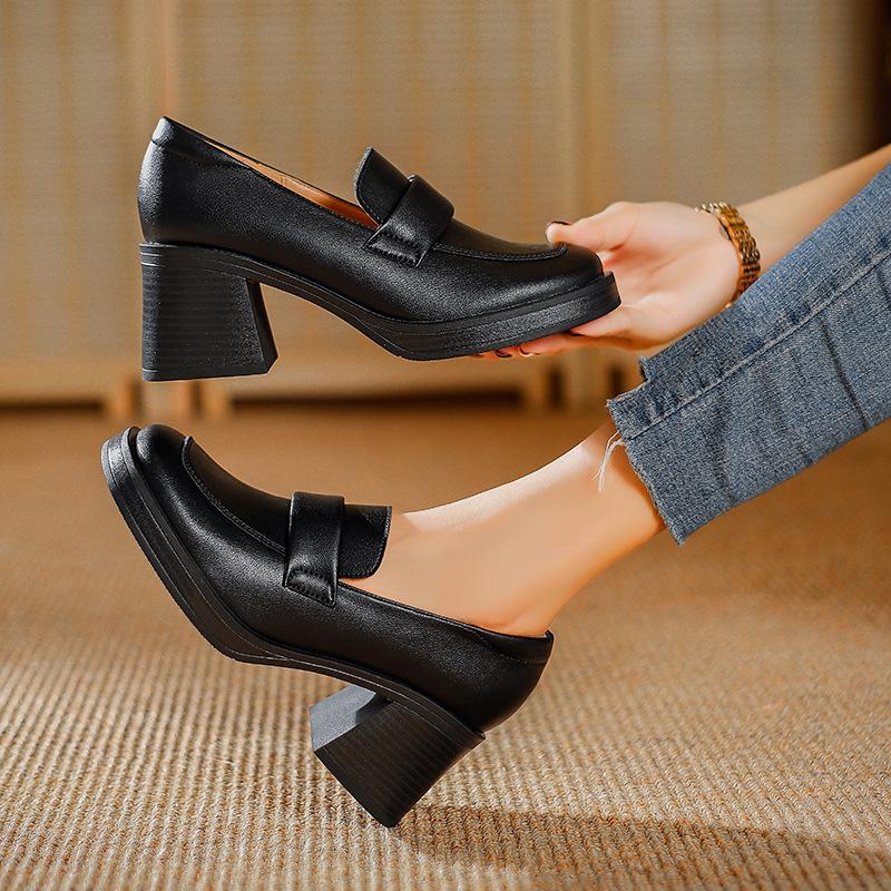 У Ю Инюй такие же туфли на толстом каблуке, коричневые универсальные туфли Мэри Джейн в ретро-стиле, одинарные туфли на высоком квадратном каблуке для женщин