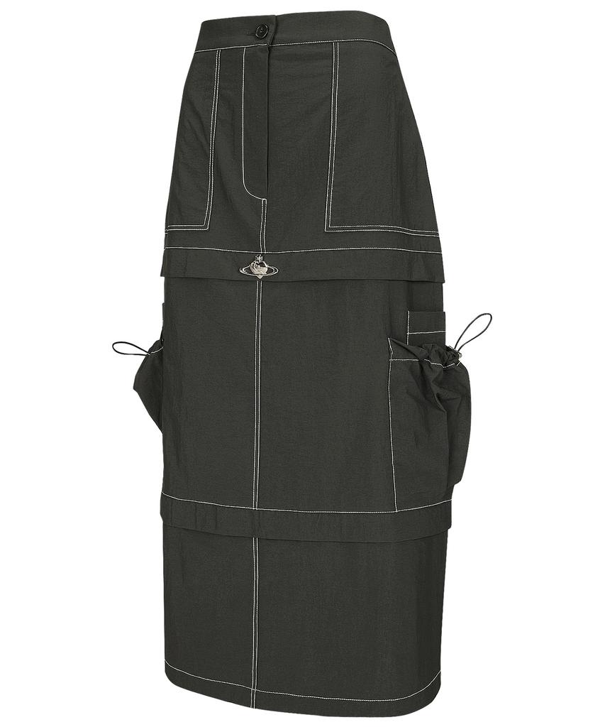 Plasma Sphere Layer Skirt In Dark Grey (Cargo Long Skirt)