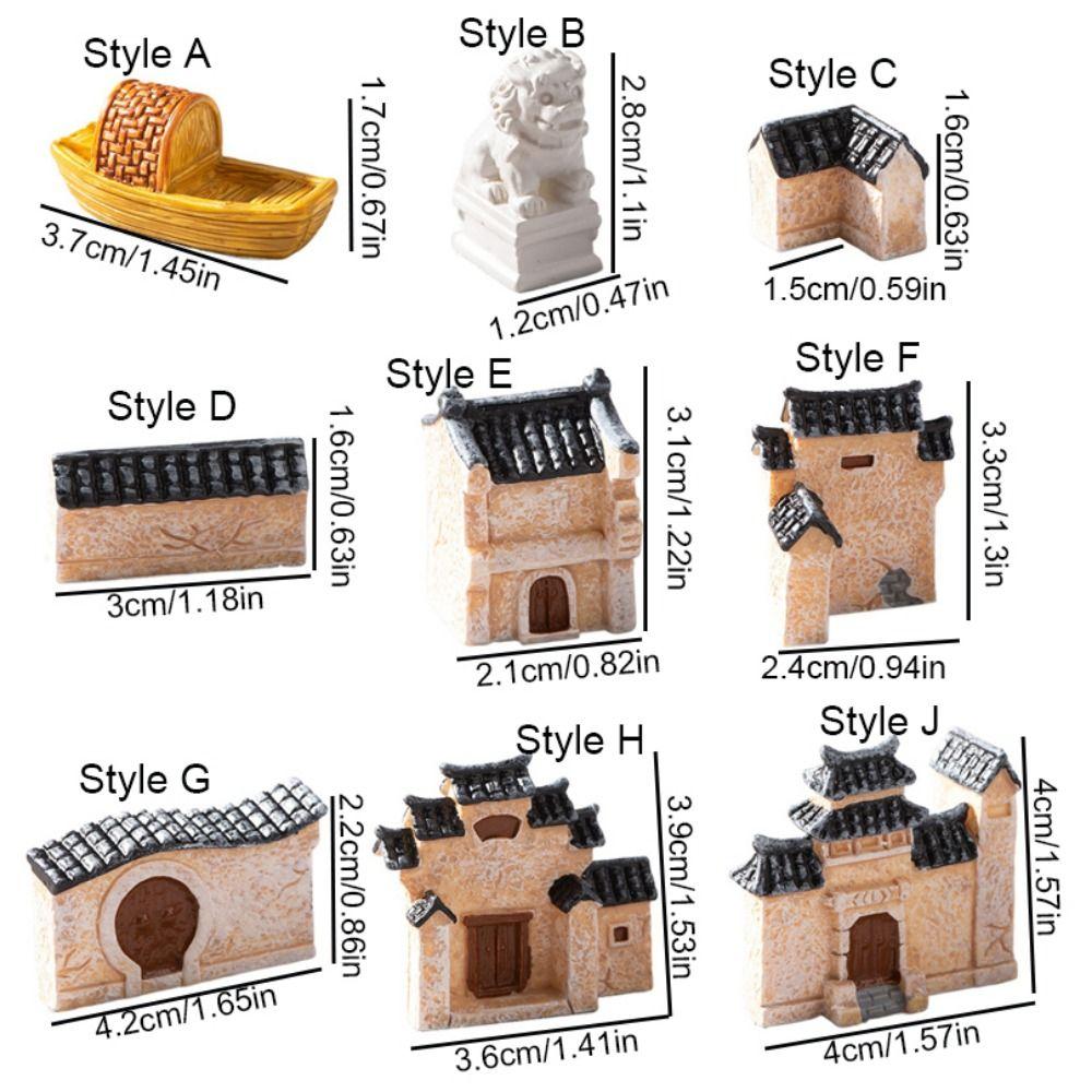 Креативный декоративный мини-домик из смолы в китайском стиле, ретро, миниатюрные старые городские ворота, смола, бонсай, ландшафтный дизайн, сказочный сад