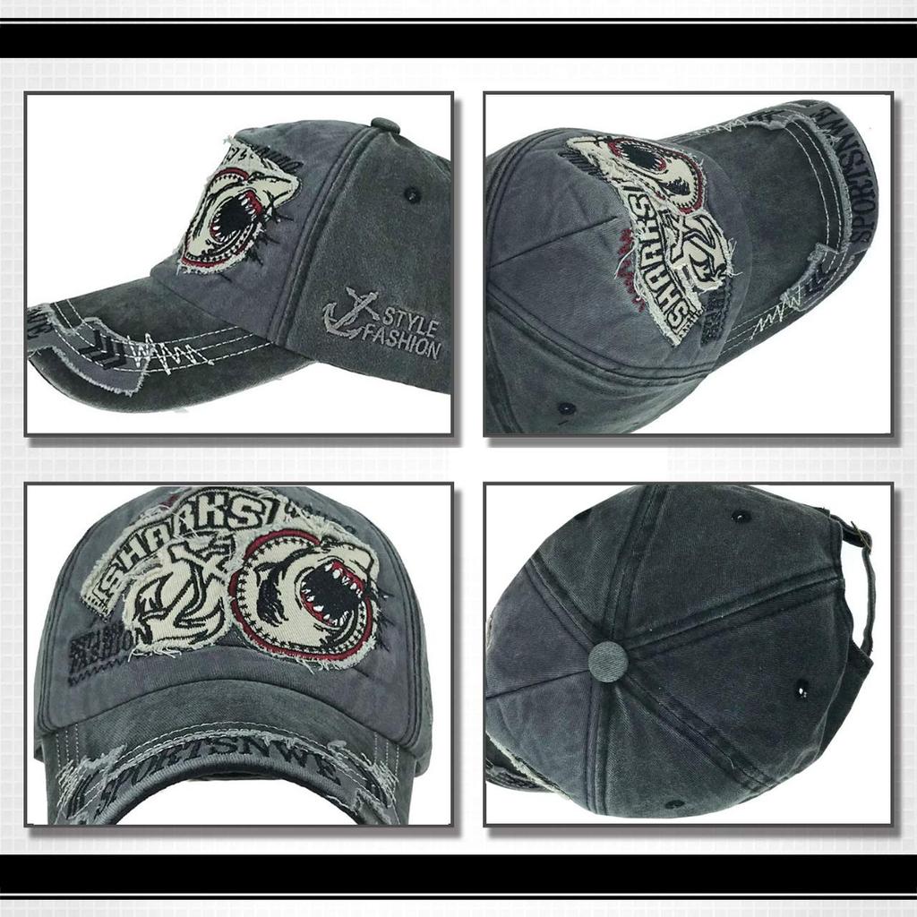 WHITE FANG Hat Vintage Damaged Cap Shark Shark Jaws Patch CA412 Men's (04 Coffee)