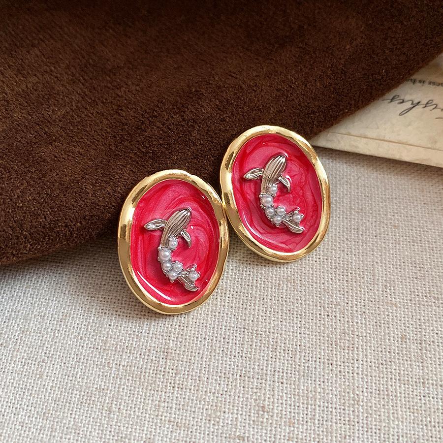 Silver Needle Monet Garden Drip Earrings French Court Style Exquisite Stud Earrings Design Sense Niche Light Luxury Earrings