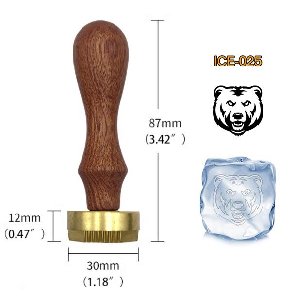 Ice Stamp With Removable Brass Head & Wood Handle - Vintage 1.18" Branding for Cubes, Cocktails, Whiskey, Mojito Drinks - Bar Making DIY Crafting