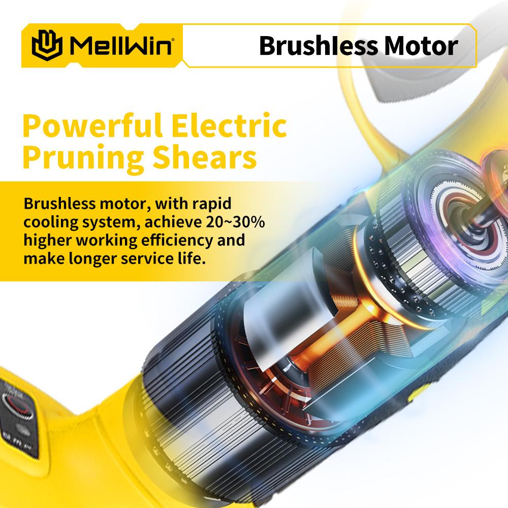 MELLWIN 30 мм Бесщеточные Электрические Секаторы Аккумуляторные Ножницы для Обрезки Ветвей Фруктовых Деревьев Садовые Ножницы Для Аккумулятора Makita 18 В Штифтовое Соединение