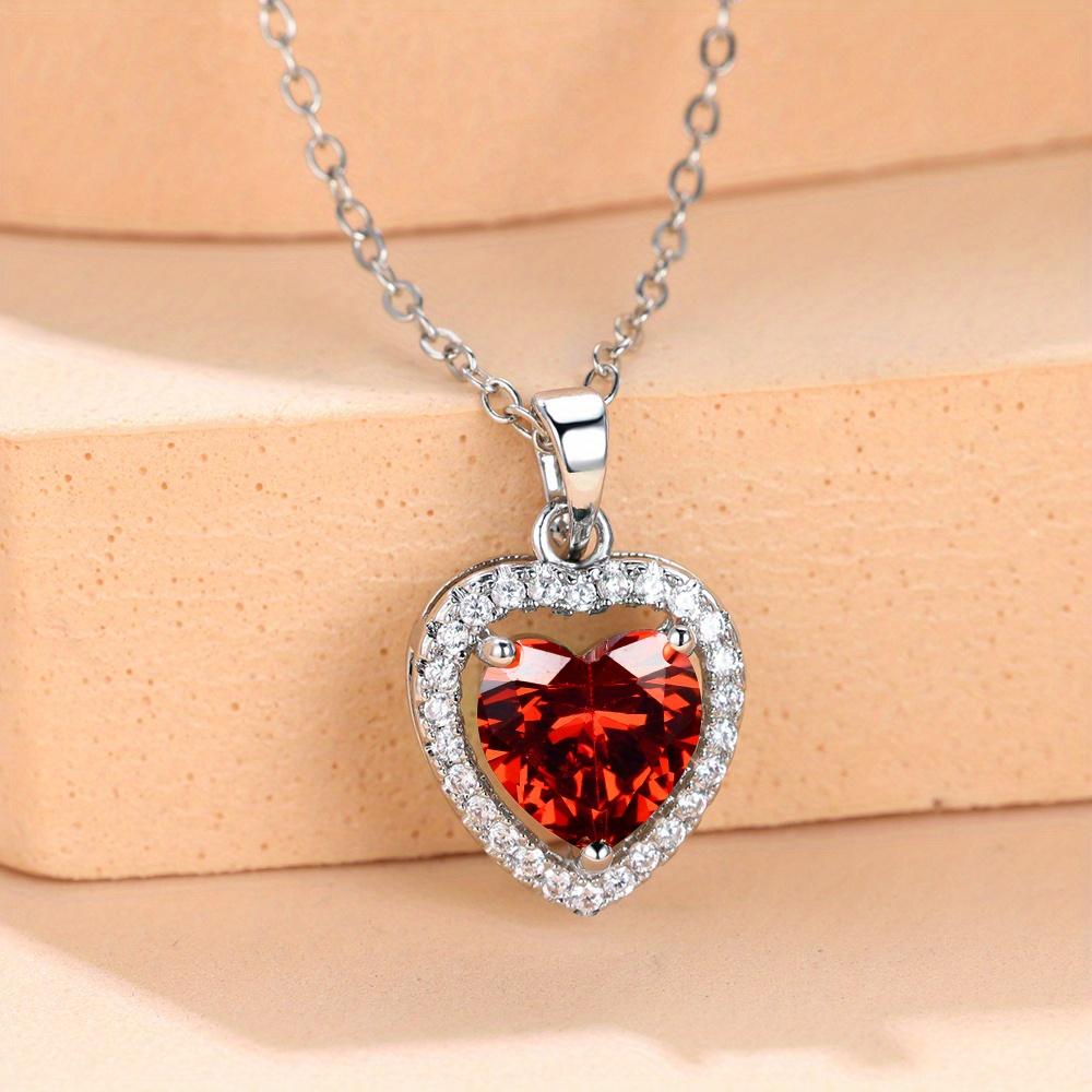 Luxury Female White Crystal Love Heart Pendant Necklace For Women Trendy Silver Color Wedding Chain Necklace Jewelry Gift
