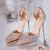 Fashion 2025 New Woman Pumps Luxury Sequins High Heels Summer Women Party Shoes Fashion Sexy Gold Sliver Stiletto Heels Ladies Sandals