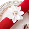 3pcs White Napkin Rings Silk Flower Napkin Buckles Vintage Napkin Holders  Dinner Table Decoration